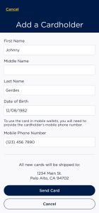 Screenshot of requesting an additional card in the InComm Benefits HSA app