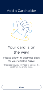 Screenshot of requesting an additional card in the InComm Benefits HSA app